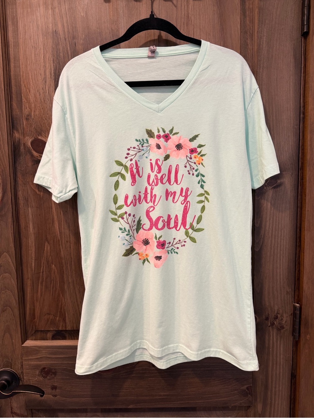Next Level Apparel Mint Graphic Tee with Pink & Green Accents